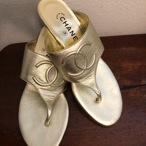 CHANEL Metallic Gold Women's Sandals